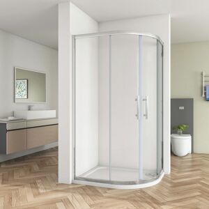 Acezanble 1000x800x1900mm Right Quadrant Shower Cubicle Enclosure 8mm Easy Clean Glass Sliding Door with 1000x800mm Stone Tray Free Waste + Riser Kit