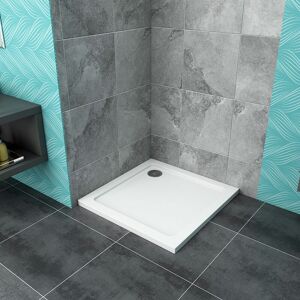 Acezanble - New 760x760x30mm Slimline Square Shower Enclosure Stone Tray Free Waste