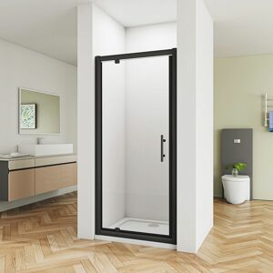 Acezanble 800x1850mm Matt Black Frame Pivot Shower Door Easyclean Glass Screen Cubicle