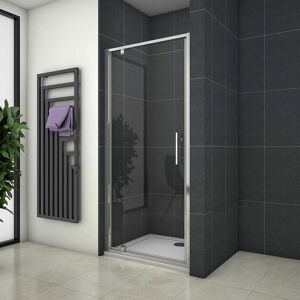 760x1900mm Pivot Hinge Shower Door 5mm Safety Glass with 900x760mm Shower Tray Free Waste - Acezanble