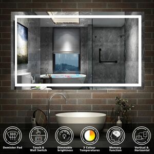 Acezanble - Bathroom led Mirror 700 x 500 mm Dimmable Illuminated Backlit Bathroom Mirror with Demister Pad, Adjustable Brightness,