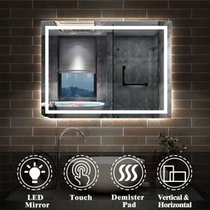 Acezanble - Illuminated Led Bathroom Mirror 1200 x 800 mm Bathroom Mirror with Demister Pad Touch Switch Horizontal/Vertical