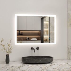 Acezanble - Illuminated Led Bathroom Mirror 800X600mm, Anti-fog, Touch Switch, 6000K Cool White Light, Illumimated Makeup Mirror