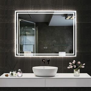 Acezanble - 500X700mm led Bathroom Mirrors with Bluetooth Speaker Adjustable Colors, Anti-Fog, 6500K Cool White Light + 4600K Warm White Light +