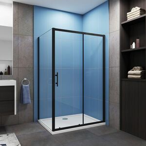 ACEZANBLE Biubiubath Matt Black Frame 1000x1850mm Height Sliding Shower Door with 800x1850mm Side Panel