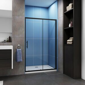 ACEZANBLE Biubiubath Matt Black Frame 1000x1850mm Height Sliding Shower Door