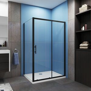 ACEZANBLE Biubiubath Matt Black Frame 1200x1850mm Height Sliding Shower Door with 800x1850mm Side Panel