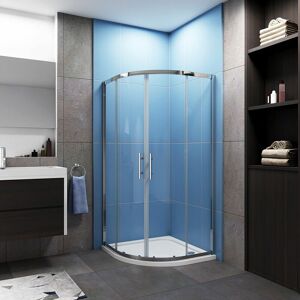800 x 800 mm Quadrant Shower Cubicle Enclosure 6mm Glass Sliding Shower Door with Tray + Waste + Plinth - Acezanble