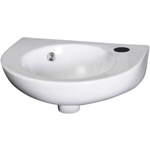 BALTERLEY Cloakroom Wall Hung 1 Tap Hole Round Ceramic Basin with Overflow - 450mm