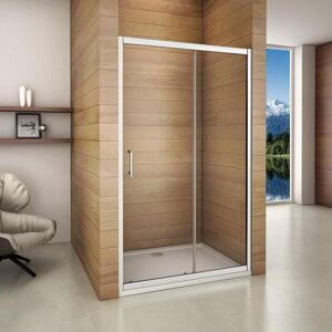 AICA SANITAIRE 1600x1850mm Sliding Shower Enclosure Door Walk In 6mmm Glass Screen Cubicle with 700x1600mm Stone Shower Tray