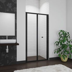 AICA SANITAIRE Aica 700mm(Width) x1850mm(Height) Matt Black Framed Bifold Shower Door with 1200x700mm Shower Tray Waste