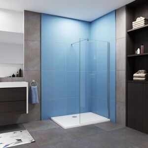 AICA SANITAIRE Aica 900x1950mm Walk in 10mm Easyclean Glass Wet Room with 1000x700mm Shower Tray