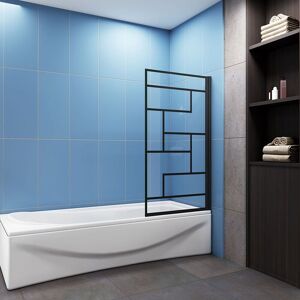 Aica Sanitaire - Aica 800x1400mm matt black frame unique design Pivot Shower Bath Screen