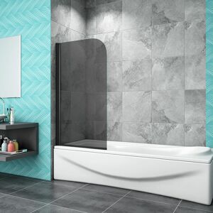 Aica Sanitaire - aica 800x1400mm Modern Black Framed Black Glass 180 Pivot Bath Shower Screen 5mm Glass Panel