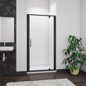 AICA SANITAIRE Aica 800mmx1850mm Matt Black Frame Pivot Shower Door with 1000x800mm Shower Tray Waste