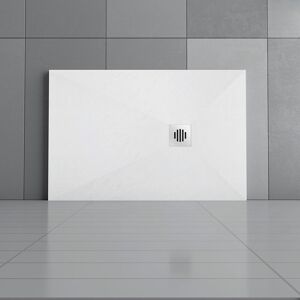 AICA SANITAIRE 1200x900mm Anti-Slip Slate Effect stainless steel strip Drain cover Rectangle Shower Tray & Base +Waste Trap