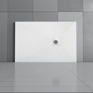 AICA SANITAIRE 1400x900mm Anti-Slip Slate Effect stainless steel strip Drain cover Rectangle Shower Tray & Base +Waste Trap