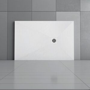 AICA SANITAIRE 1400x800mm Anti-Slip Slate Effect abs plastic Drain cover Rectangle Shower Tray & Base +Waste Trap