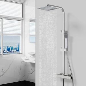 AICA SANITAIRE AICA Modern Square Exposed Thermostatic Mixer Shower Set With Shower Head and Handheld