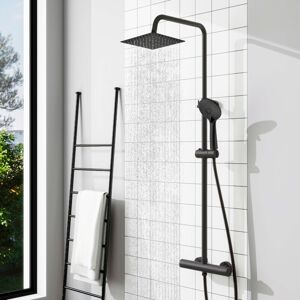 AICA SANITAIRE AICA Modern Square Matte Black Exposed Thermostatic Shower Mixer Bar
