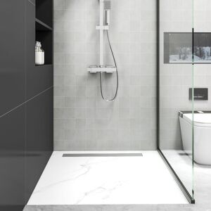 Aica Sanitaire - aica Linear Shower Drain 2-in-1 Tile Insert Linear Floor Shower Drain, Height Adjustable With Deodorizer-60 cm