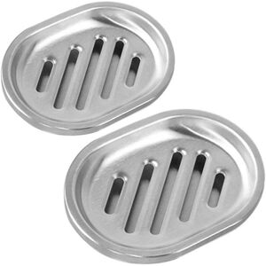 LINGHHANG 2 Pack Stainless Steel Soap Dish, Smiley Soap Holder, Antibacterial Soap Storage Holder, Bathroom Shower Kitchen