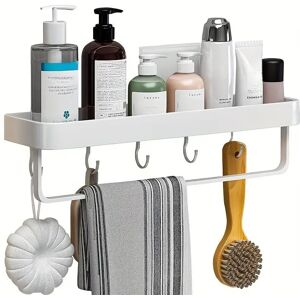 LINGHHANG Aluminum Bathroom Shelf No Punching Wall Mounted Bathroom Storage and Finishing Rack Multifunctional Towel Rack(41cm White)