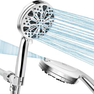 AlwaysH 10 Function Shower Head - Handheld High Pressure Jet with On/Off Switch and Waterfall Setting - Premium ABS Removable Handheld Shower Head