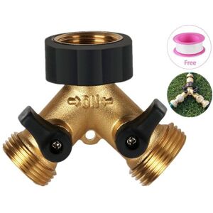 Alwaysh - 2-Way Faucet Splitter Y-Distributor, Dual Water Inlet Washing Machine Water Splitter 3/4 Inch for Connecting 2 Appliances, Brass