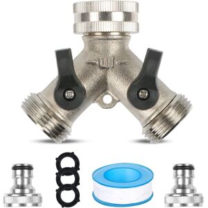 Alwaysh - 2-Way Y-Distributor, Double Washing Machine Faucet, 3/4' Brass Garden Hose Adapter Connector with Faucet Adapter for Washing Machine