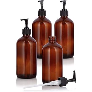 4 Pack 500ml pet Plastic Soap Dispenser with Black Lotion Pump Ideal for Kitchen Bathroom - Alwaysh