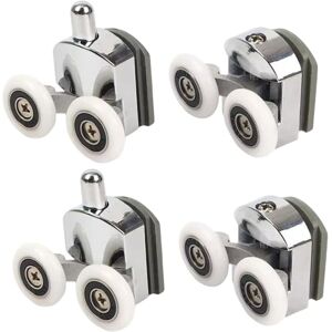 Alwaysh - 4Pcs Shower Rollers with Double Sliding Door (2 Upper + 2 Lower) lower) (23mm - 2 top + 2 bottom)