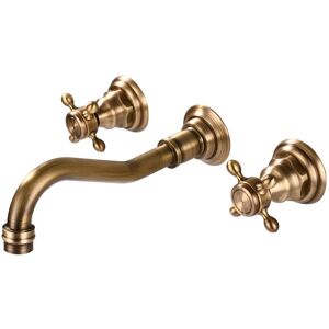 Alwaysh - Antique Brass Wall Mounted Faucet, 360° Swivel Bathroom Faucet, Wall Mounted Basin Faucet for Cold/Hot Water (Gold)