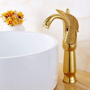 AlwaysH Basin Faucet Sink Mixer Tap Total Brass Deck Mounted Hot and Cold Bathroom Single Handle (Color : Gold)