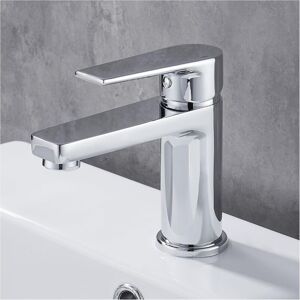 Alwaysh - Basin Mixer Tap Bathroom Faucet with Square Brass Handle Cold and Hot Basin Mixer with Single Lever Chrome Silver