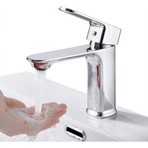 Alwaysh - Bathroom faucet, basin mixer Tap with cold and hot water, single lever mixer made of brass for bathroom, chrome-plated
