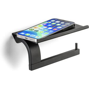 Black Toilet Paper Holder and Phone Shelf Stainless Steel Toilet Paper Holder - Alwaysh