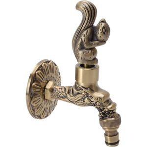 Alwaysh - G1/2 Brass Wall Mounted Water Faucet with Vintage Chinese Dragon Pattern, Washing Machine Faucet(Squirrel + Dragon)