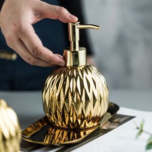 Alwaysh - Gold Ceramic Liquid Soap Dispenser - Modern Farmhouse Style - for Elegant Bathroom Decor, Hotel, Kitchen - o