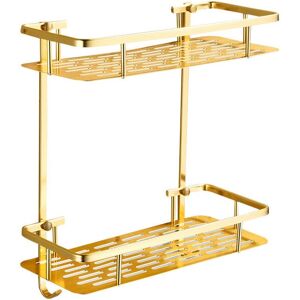 Alwaysh - Gold Shower Shelf, Bathroom Wall Shelf Without Drilling Metal Shower Storage Basket Shower Caddy, Rustproof (2 Baskets)