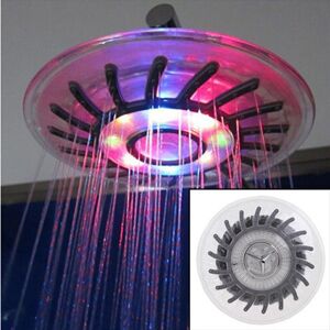 Led Rain Shower Head 4 Colors 6 Inch Round Rain Shower Head with Anti-Limescale Silicone Jets Chrome Finish abs Overhead Shower - Alwaysh