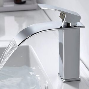 Alwaysh - Modern Waterfall Bathroom Faucet, Elegant Design Waterfall Sink Faucet, Brass Mixer Tap, Hot and Cold Water Available, Spout Height 120mm,