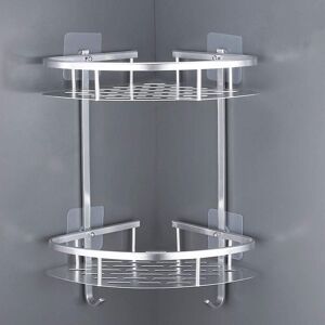 Alwaysh - No Drilling Corner Shelf Shower Shelf Bathroom Shelf - Rust-Proof Aluminum Storage Rack 2 Shelves for Shampoo Soap