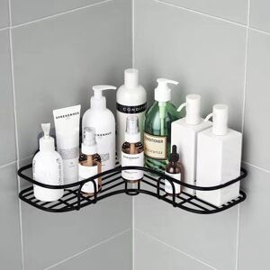 Alwaysh - No Drilling Shower Corner Shelf, Bathroom Accessories 8 Adhesive Stickers, Kitchen Storage (Black)
