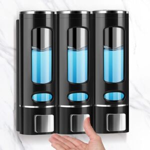 Set of 3 wall-mounted soap dispensers - 400 ml - Black - Soap dispenser - Dishwashing liquid dispenser - Sink - Shower gel dispenser - Alwaysh