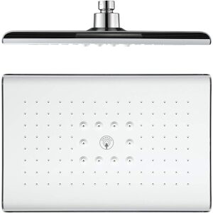 Shower Head, Rectangle Fixed Shower Head abs Rain Shower Head Water Saving High Pressure Rain Shower Head, G1/2' Connection, White - Alwaysh