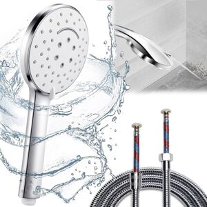 Alwaysh - Shower Head with 2m Hose, Bathroom Shower Hand Shower with Powerful Jet Mode, High Pressure Hand Shower with Cleaning Brush, Large Shower