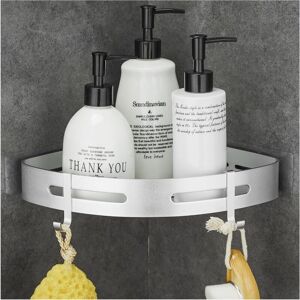 Alwaysh - Shower Shelf No Drilling Corner Shower Shelf with Metal Sticker with 2 Anti-Rust Hooks for Bathroom Silver