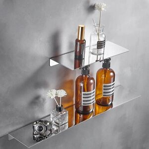 Alwaysh - Simple Style Stainless Steel Bathroom Wall Shelf Shower Caddy for Home (Chrome)