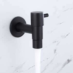 Alwaysh - Stainless Steel Bathroom Sink Faucet Wall Mounted Cold Water Tap Quick Open and Close Garden Faucet Outdoor Faucet Black